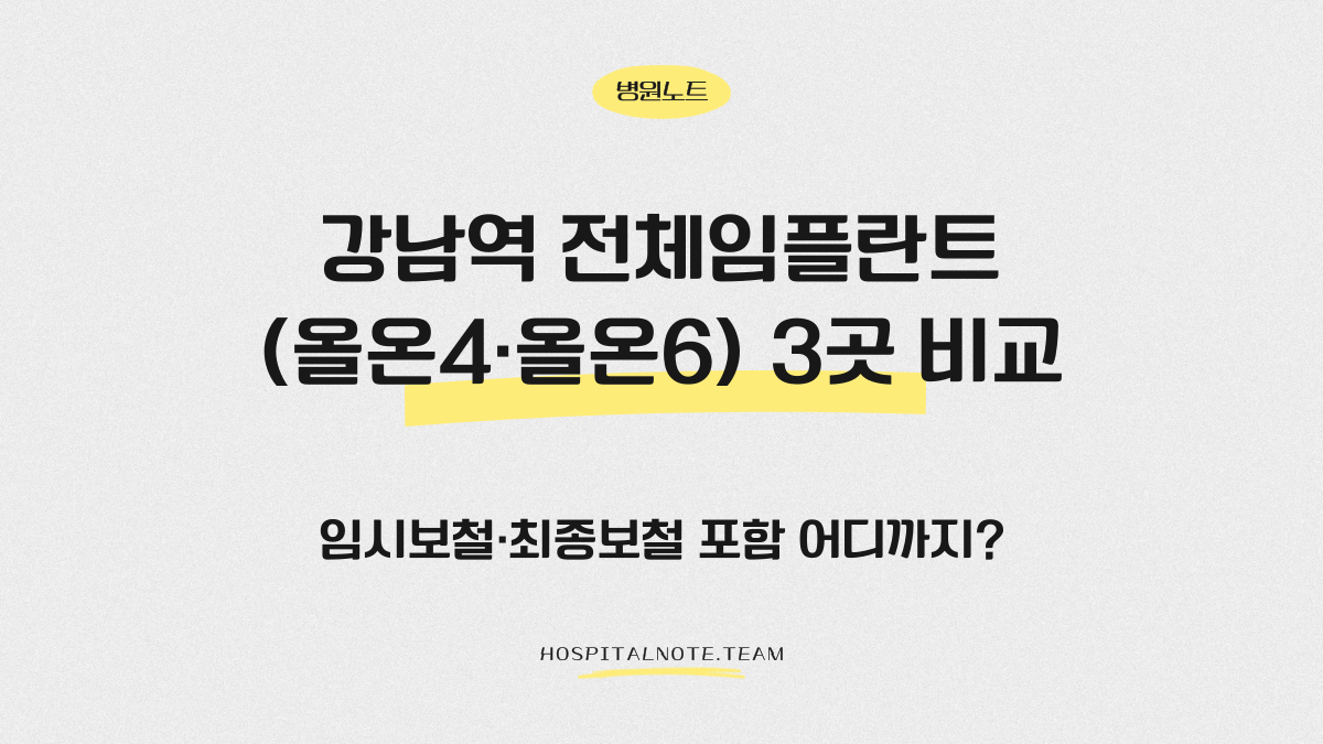 강남역 전체임플란트(올온4·올온6·올온X/풀아치) 3곳 비교 글의 대표 이미지