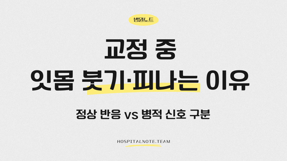교정 중 잇몸 붓기와 출혈이 생기는 이유와 정상 반응·위험 신호 구분 설명 이미지