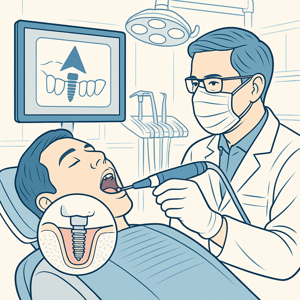 네비게이션 임플란트를 수술받는 이미지