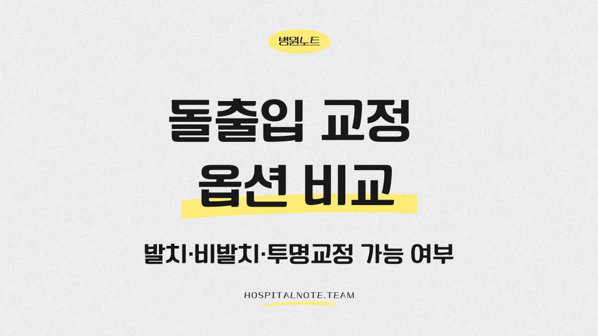 돌출입 교정에서 발치·비발치·투명교정 옵션을 비교하는 치아교정 일러스트