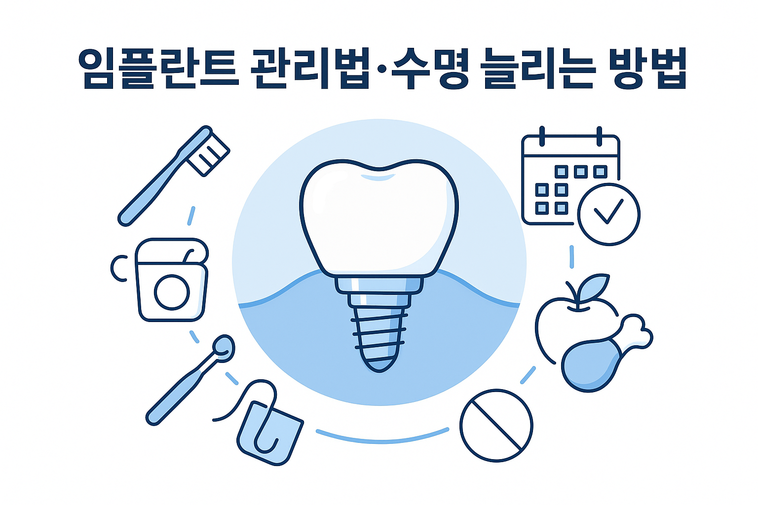 임플란트 관리법·수명 늘리는 방법을 설명해주는 이미지