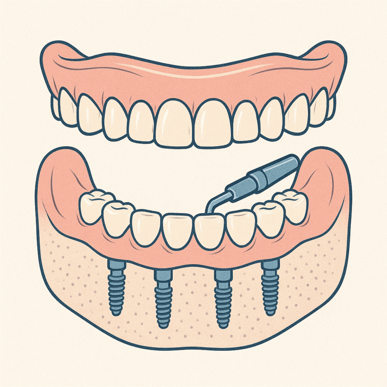 임플란트 틀니를 묘사한 이미지