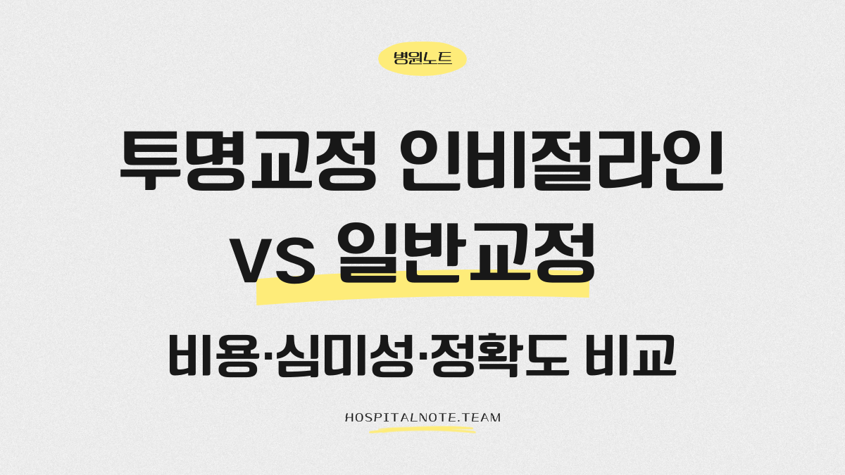 투명교정 인비절라인과 일반교정 비용·심미성·정확도 비교 안내 이미지